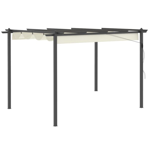 Pergola with Retractable Roof, 4 x 3m, Aluminium, Cream White