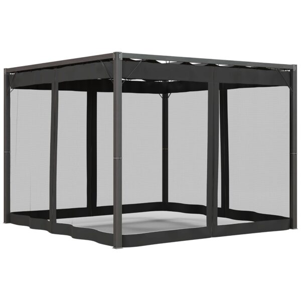 3 x 3m Pergola with Retractable Roof - Dark Grey Aluminium