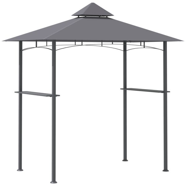 BBQ Gazebo Grill Canopy Barbecue Tent Shelter Patio Deck Cover 2.5M (8ft) Double-Tier - Grey
