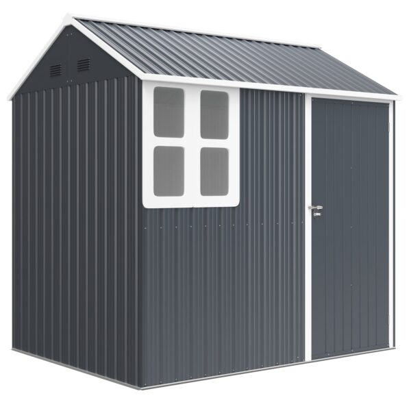 Galvanised Garden Shed with Latch - Dark Grey